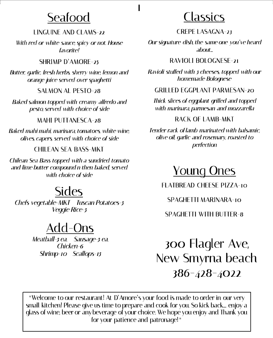 Menu D'amore's Ristorante-2